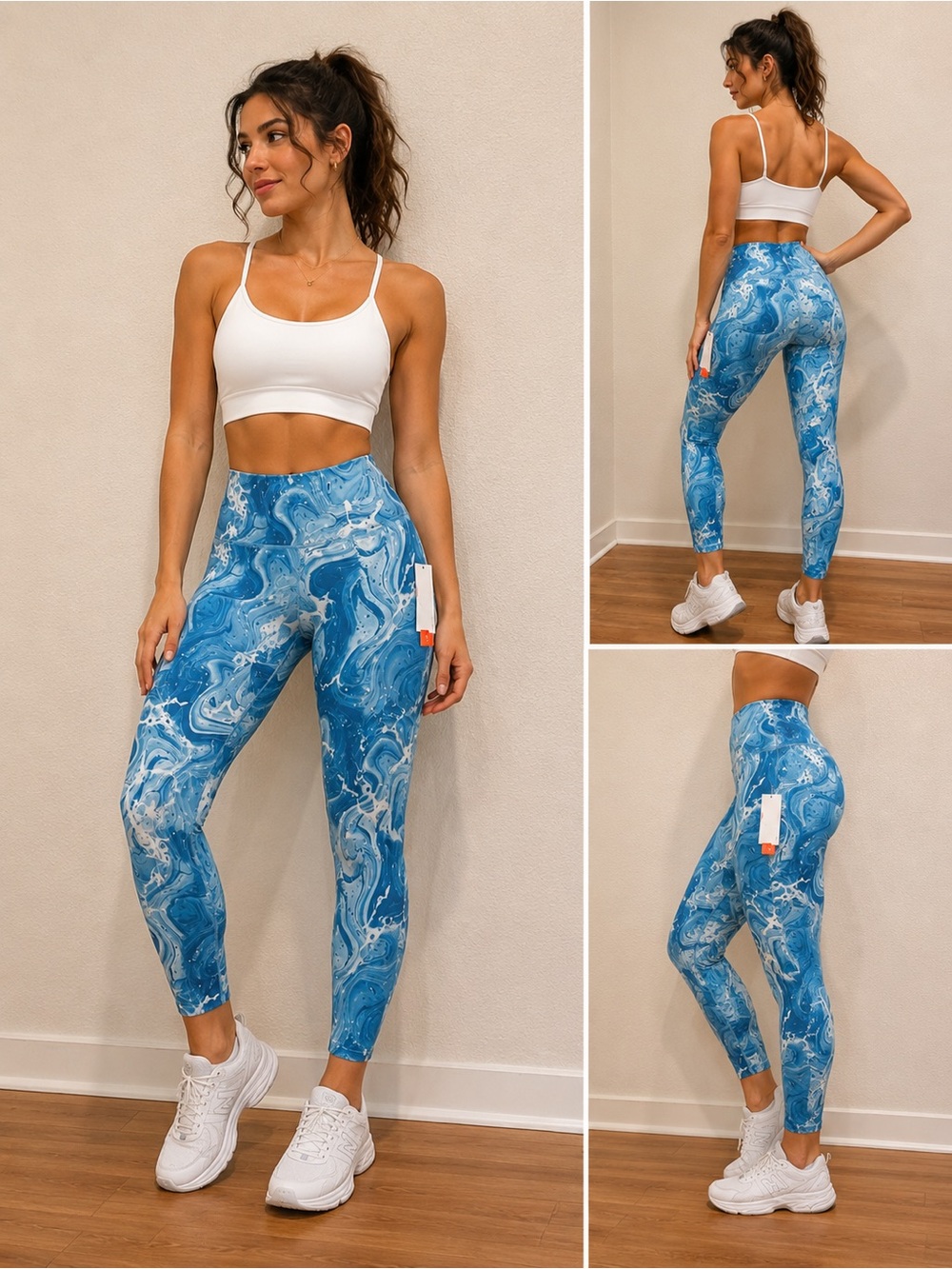 NWT Aqua Athletic Blue Capri Leggings Size M​​​​​​​